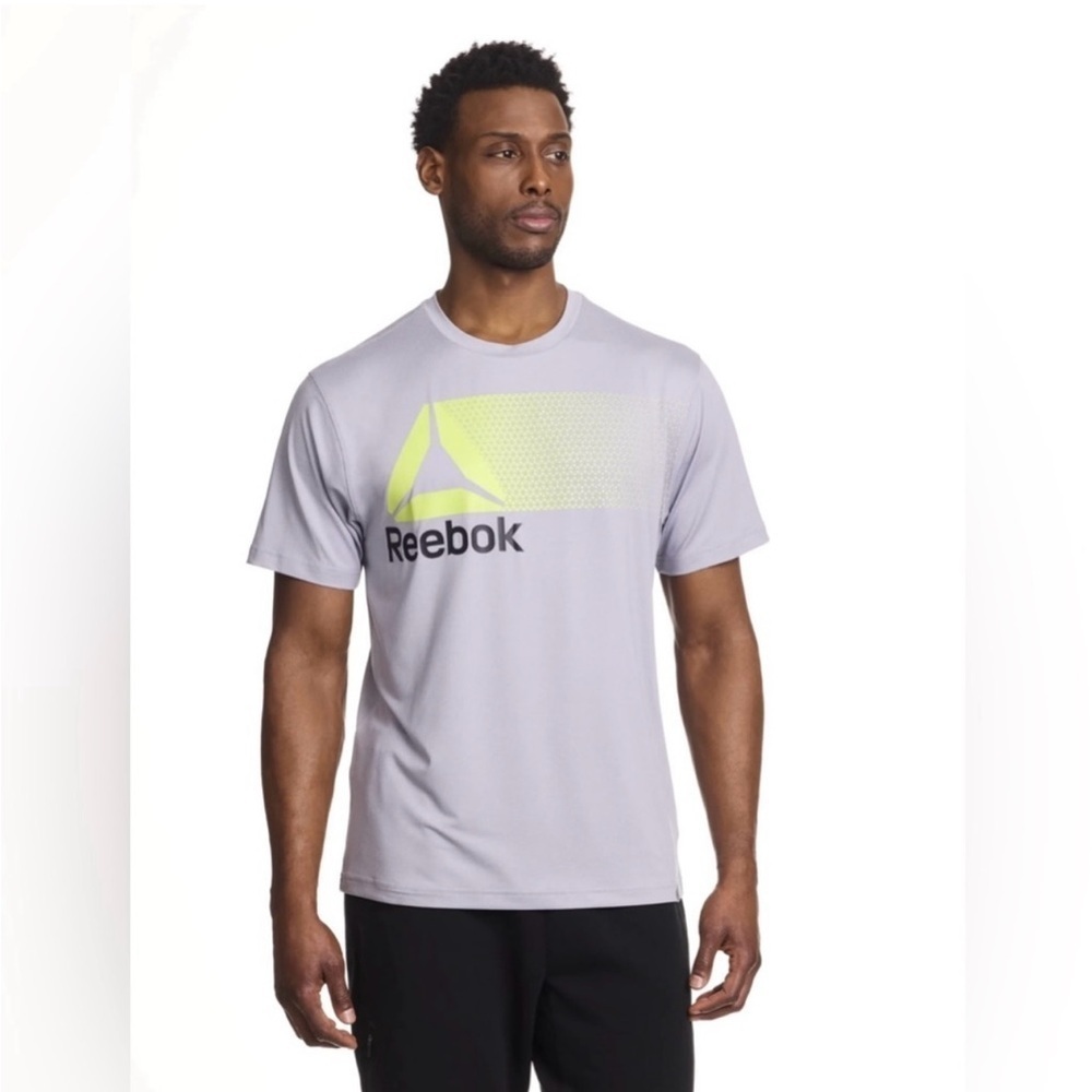 Reebok Men's Gray and Yellow T-Shirt